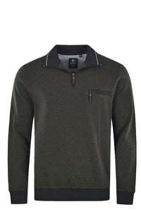 Hajo dark green long sleeve polo sweatshirt