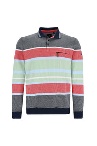 Hajo light green, red and dark grey polo sweatshirt