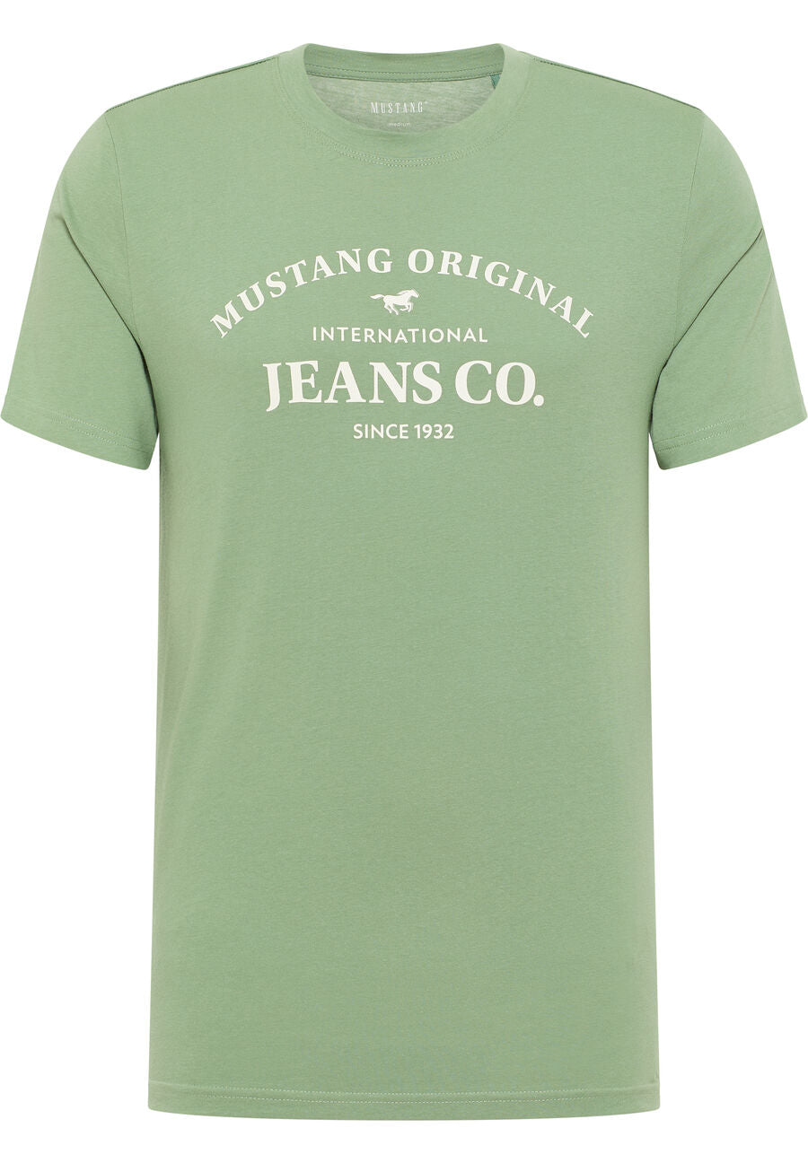 Mustang Herren T-Shirt 'Alex C Print' - Lässiges Baumwoll-Shirt Mit Plakativem Label-Druck