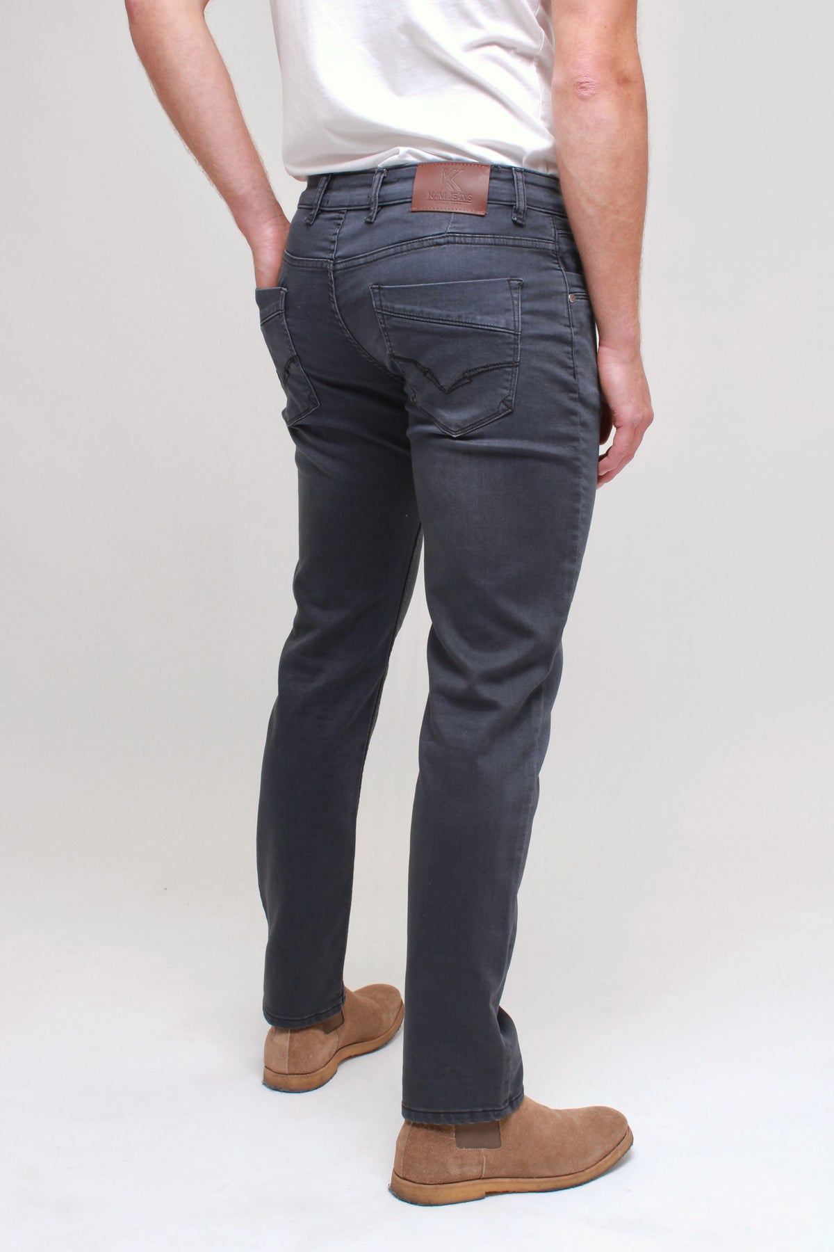 Kam dark grey knitted denim jeans