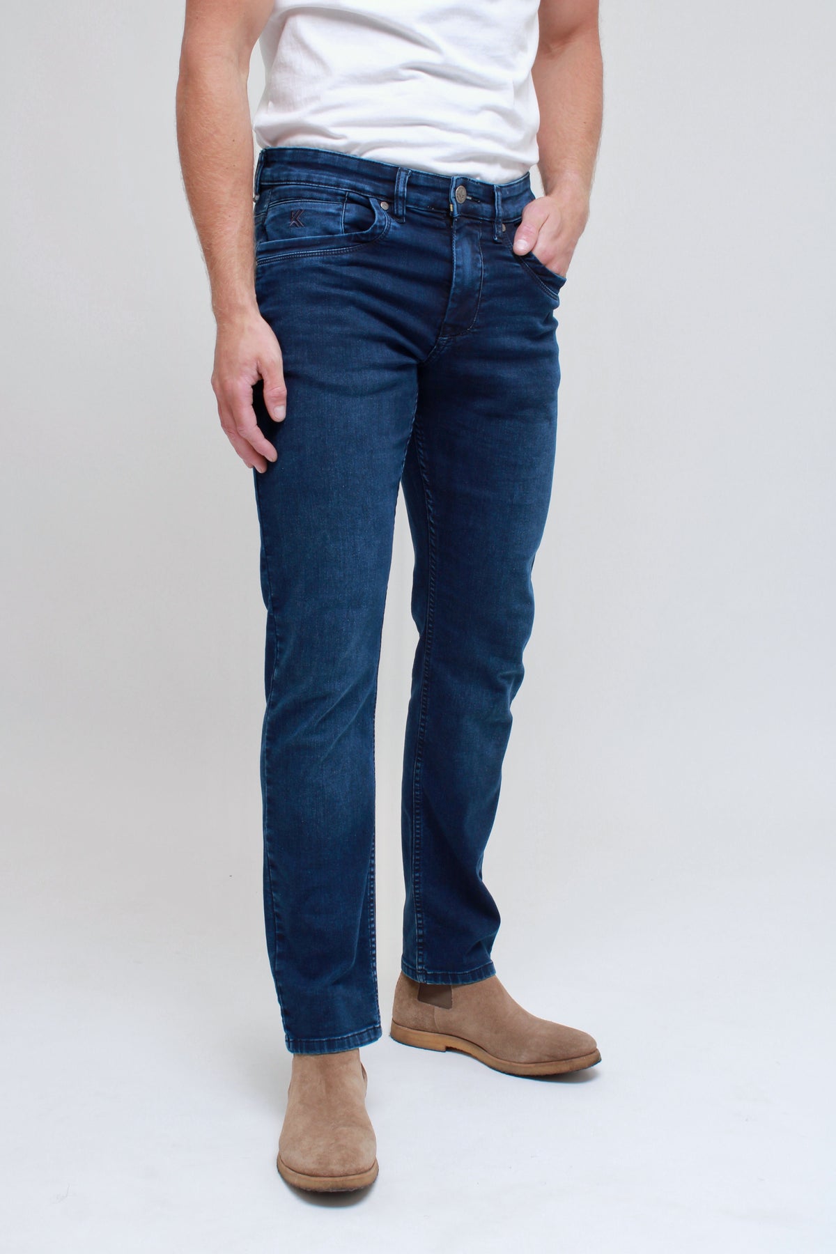 Kam navy knitted denim jeans