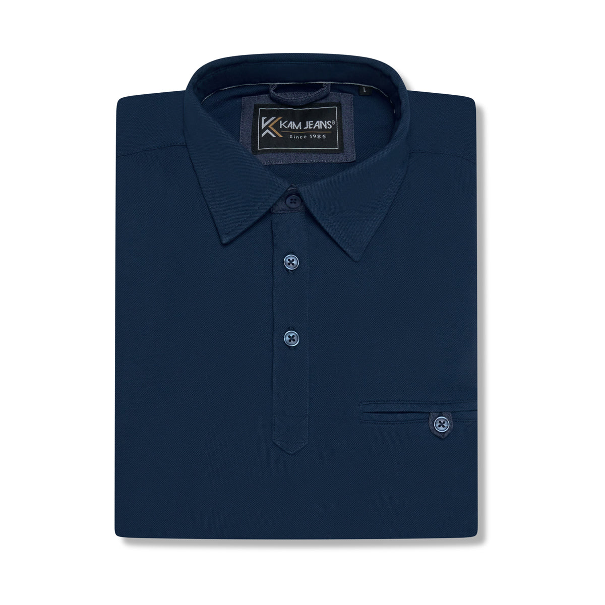 Kam dark blue pique polo