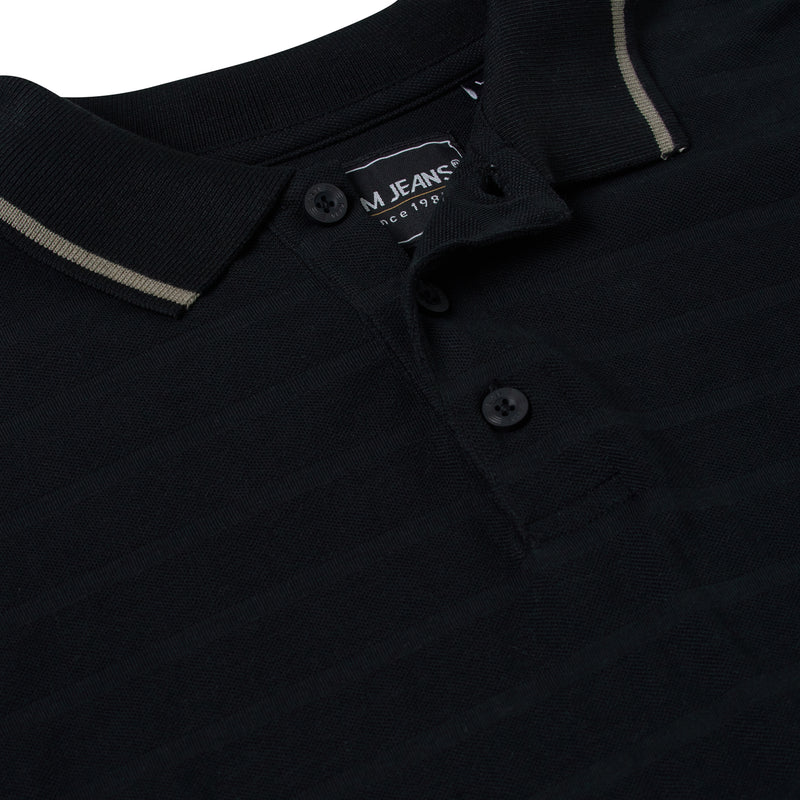 Kam black pique polo