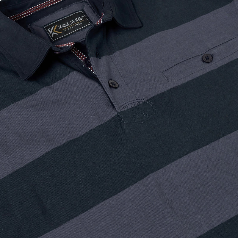 Kam navy and purle striped polo pique