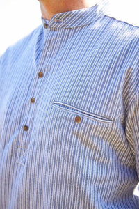 Lee Valley grey striped grandad shirt