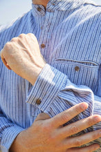 Load image into Gallery viewer, Lee Valley grey striped grandad shirt
