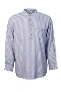 Lee Valley grey striped grandfather shirt