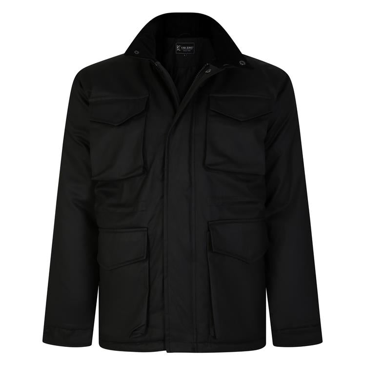 Kam black casual wax look jacket