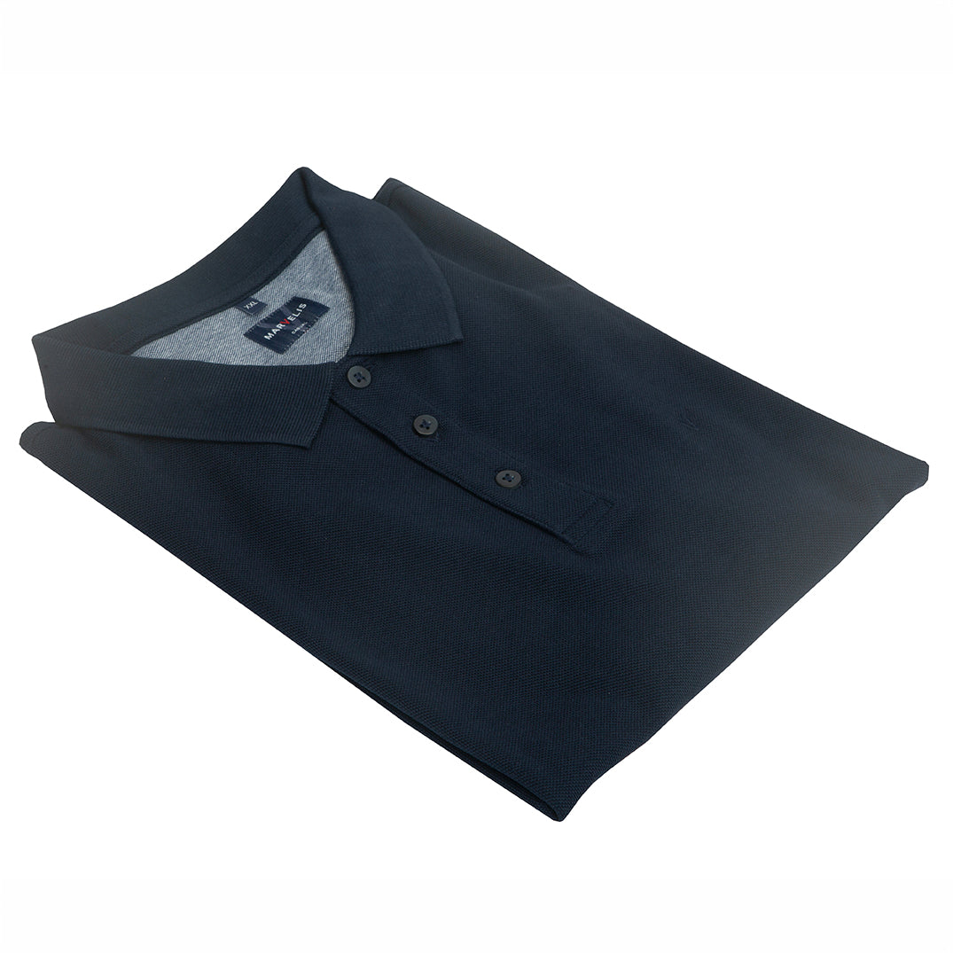 Marvelis navy pique polo short sleeves