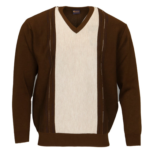 Gabicci beige brown v-neck jumper
