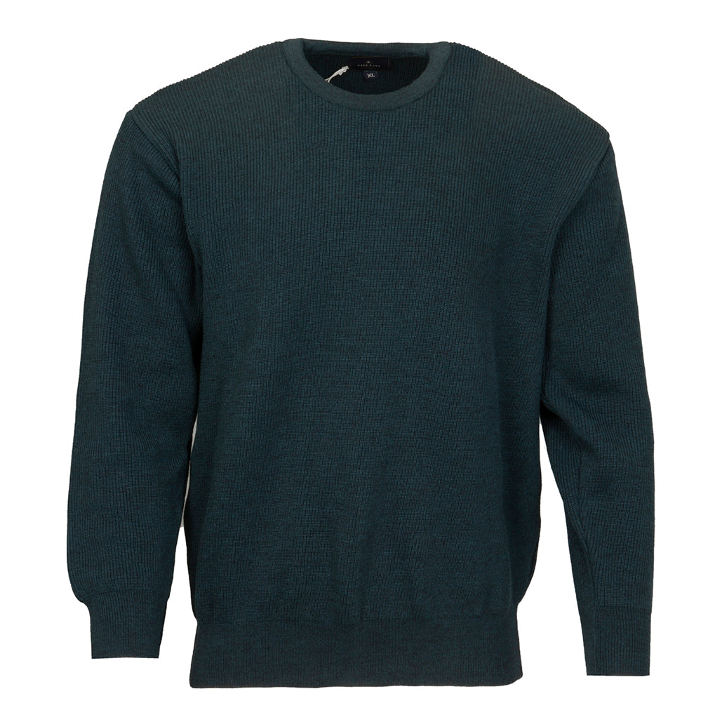 Coraggio teal green fisherman rib round neck jumper