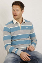 Load image into Gallery viewer, Weird Fish blue and grey striped rugby top
