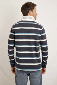 Weird Fish navy striped rugby top