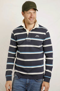 Weird Fish navy striped rugby top