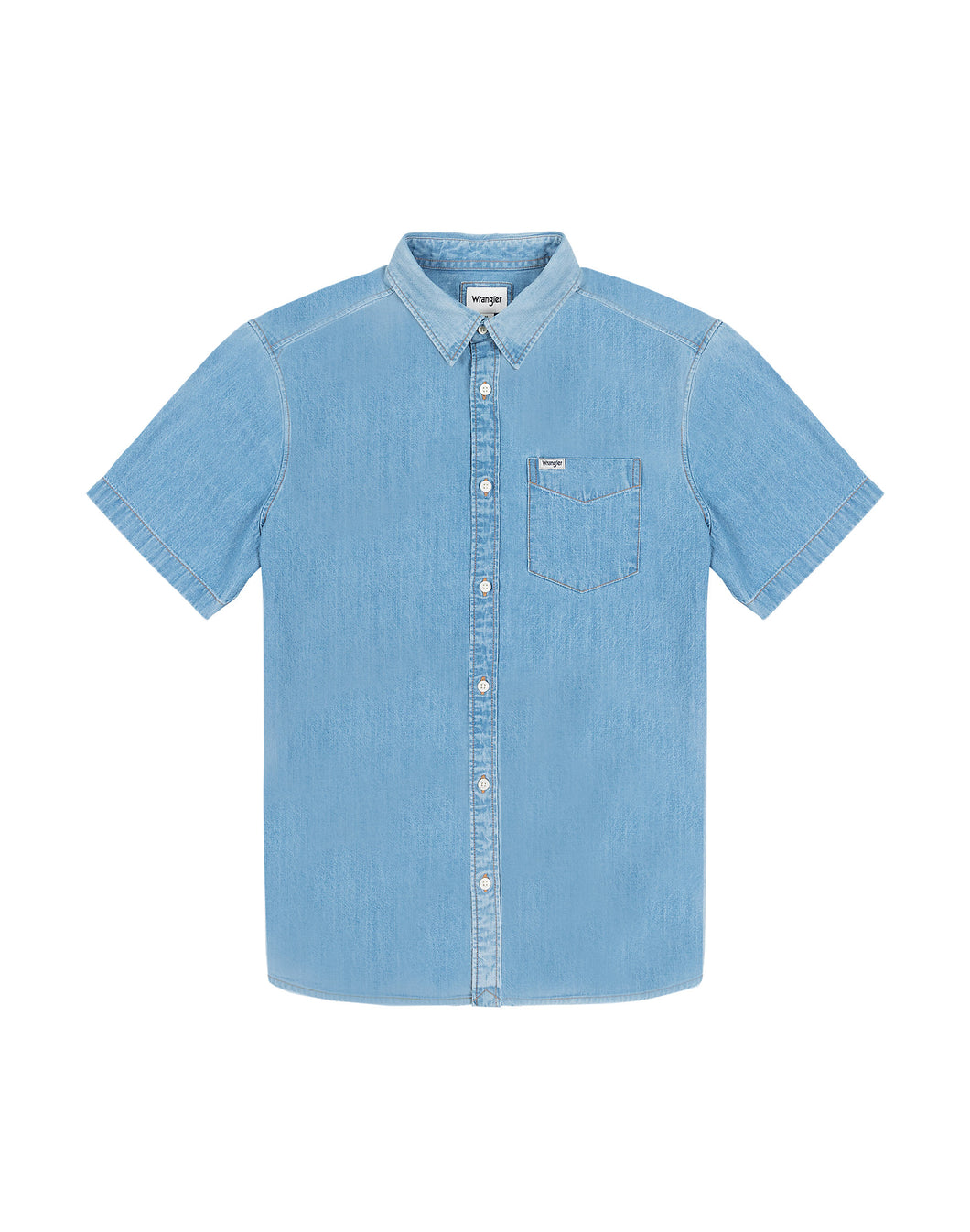 Wrangler short sleeve light blue denim shirt