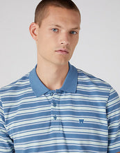 Load image into Gallery viewer, Wrangler blue striped pique polo
