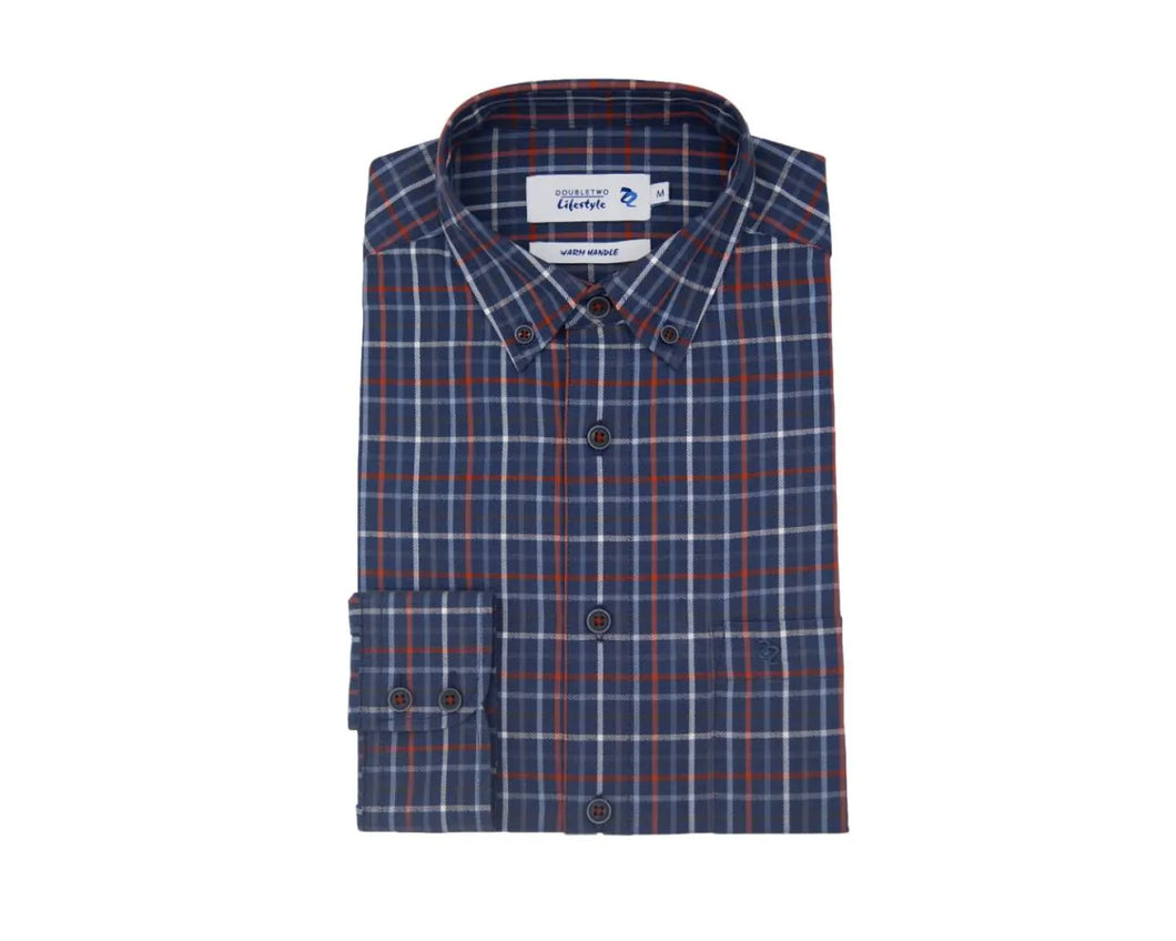 Double Two blue check shirt