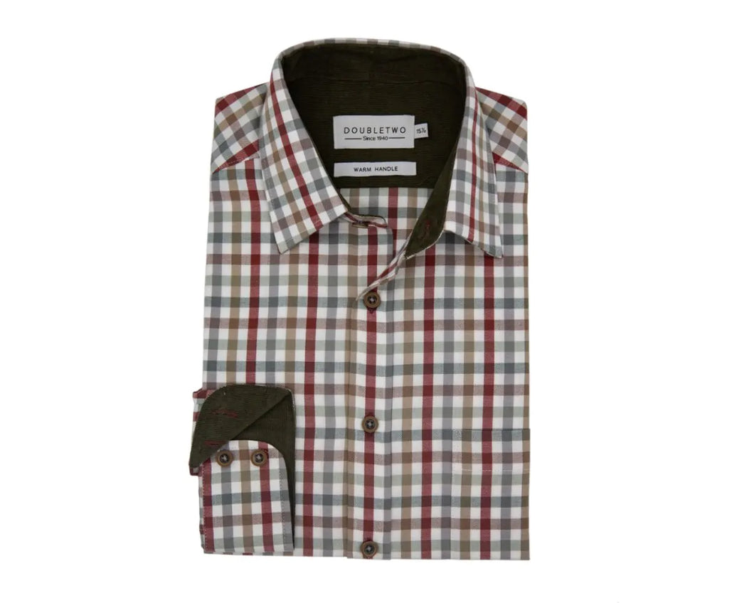 Double Two beige tattersall check shirt