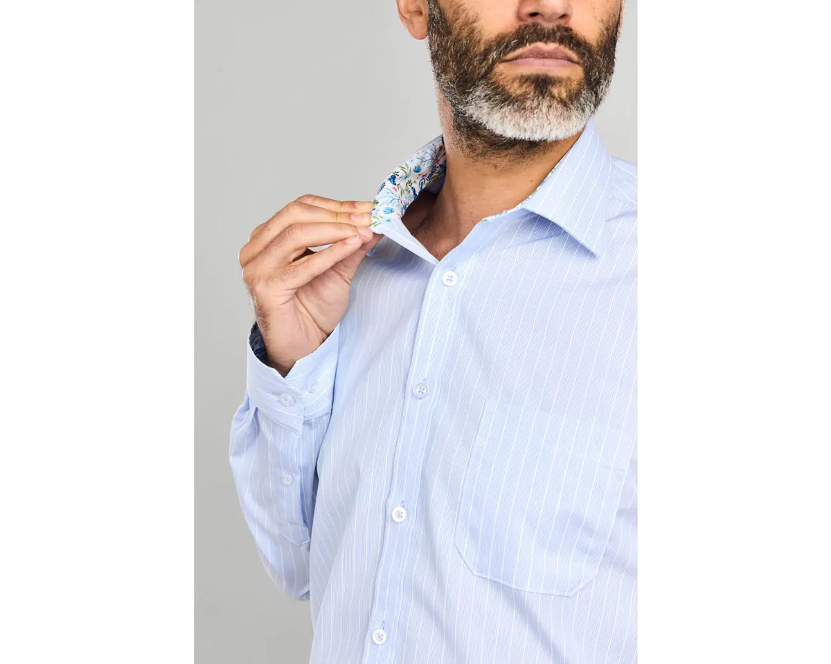 Paradigm blue striped long sleeve shirt