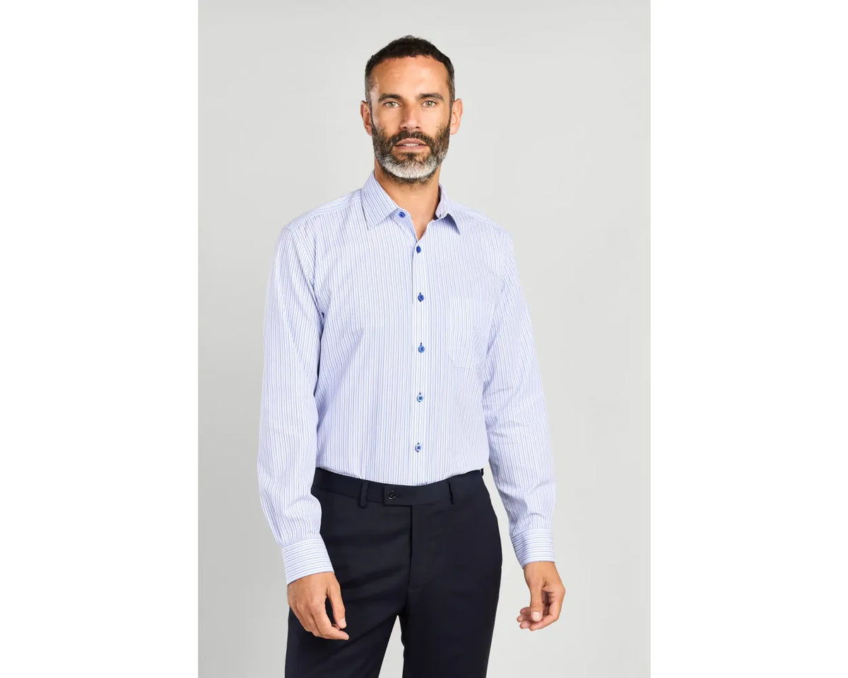 Paradigm light blue striped shirt