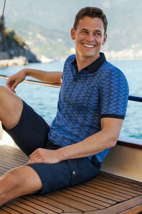 Hajo blue pique polo