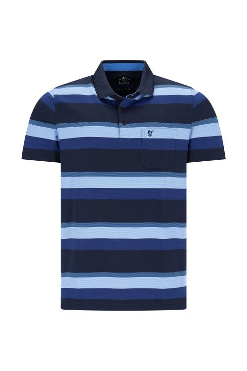 Hajo navy striped pique polo