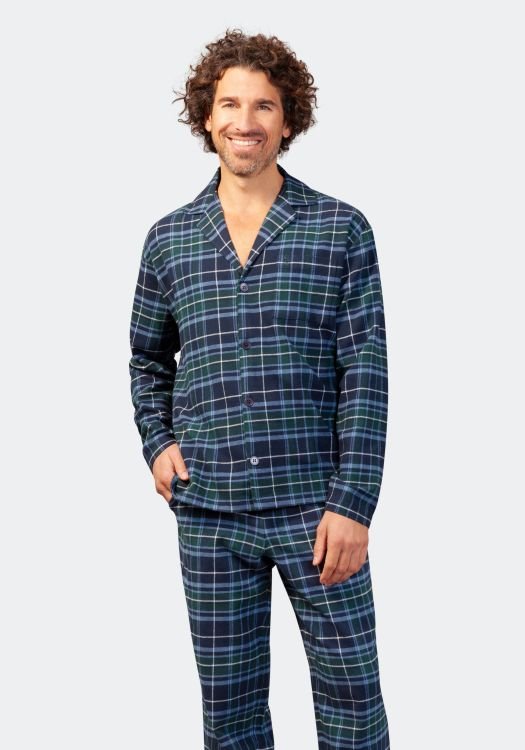 Hajo navy and green check pyjamas
