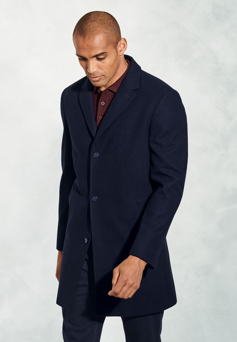 Brook Taverner navy overcoat