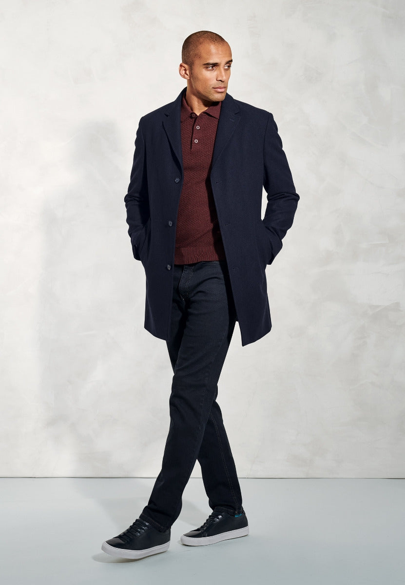 Brook Taverner navy overcoat