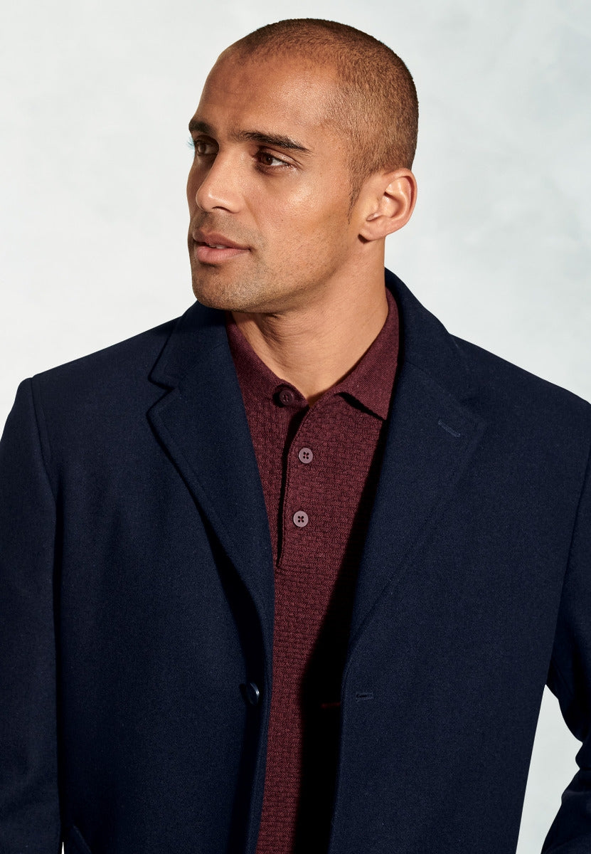 Brook Taverner navy overcoat