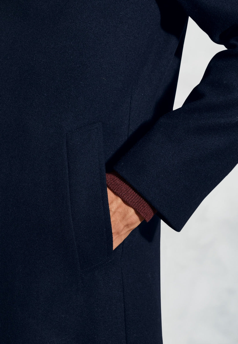 Brook Taverner navy overcoat