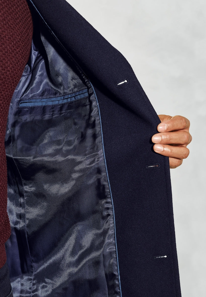 Brook Taverner navy overcoat