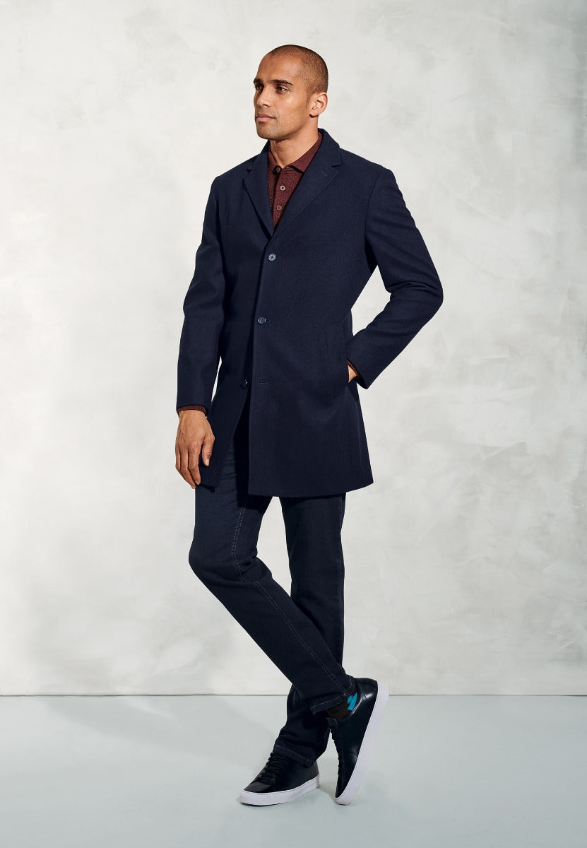 Brook Taverner navy overcoat