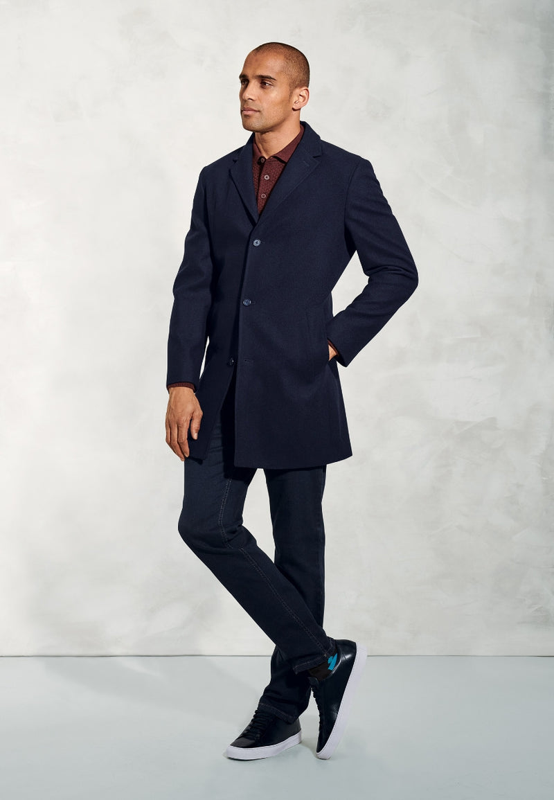 Brook Taverner navy overcoat