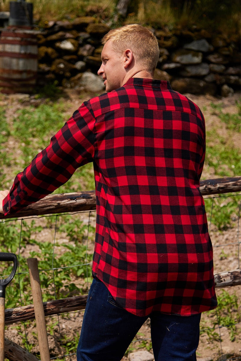 Lee Valley red and black grandad shirt