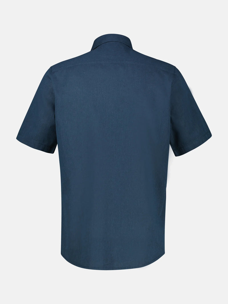 Lerros navy cotton linen short sleeve shirt