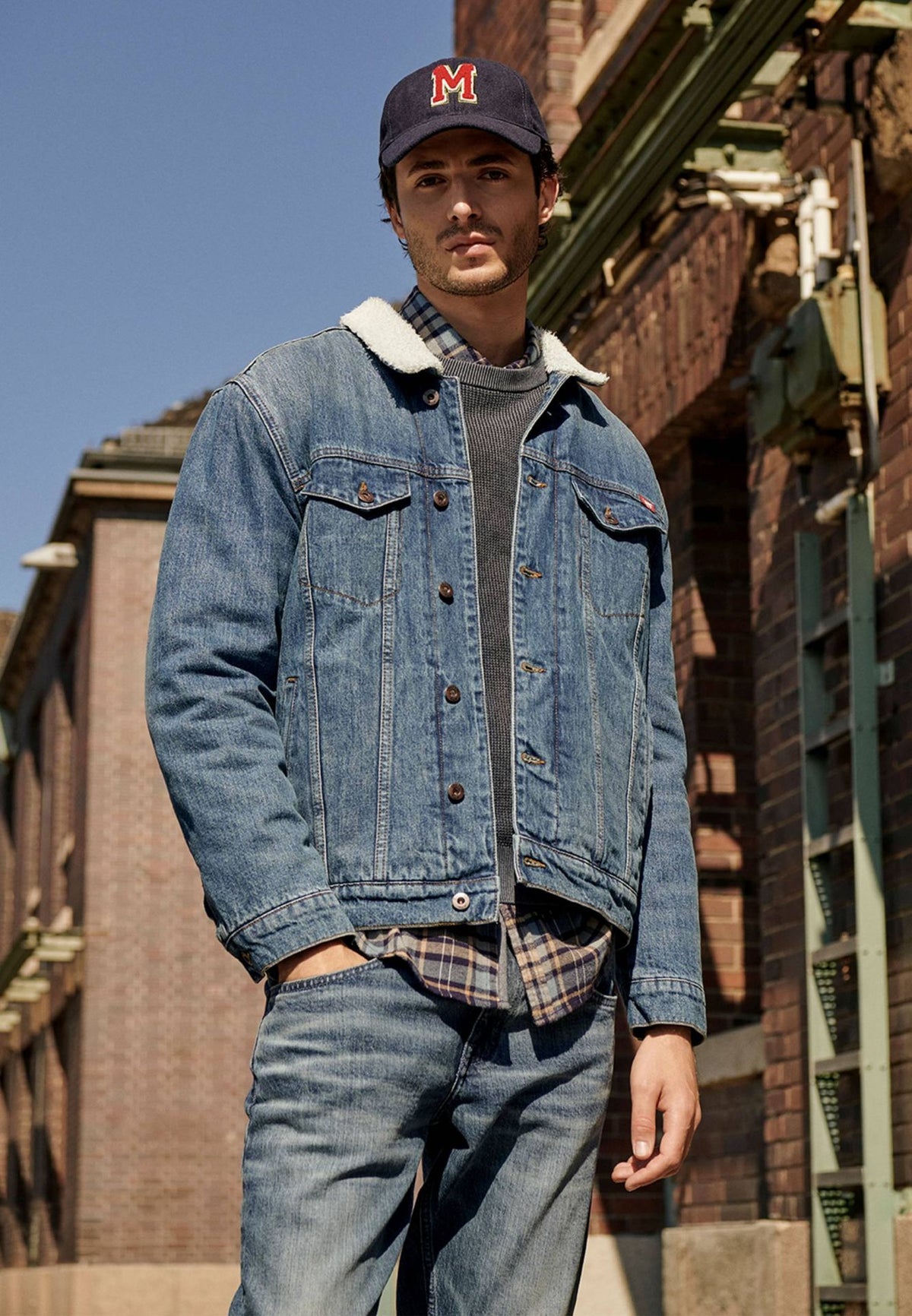 Mustang blue fur lined denim jacket