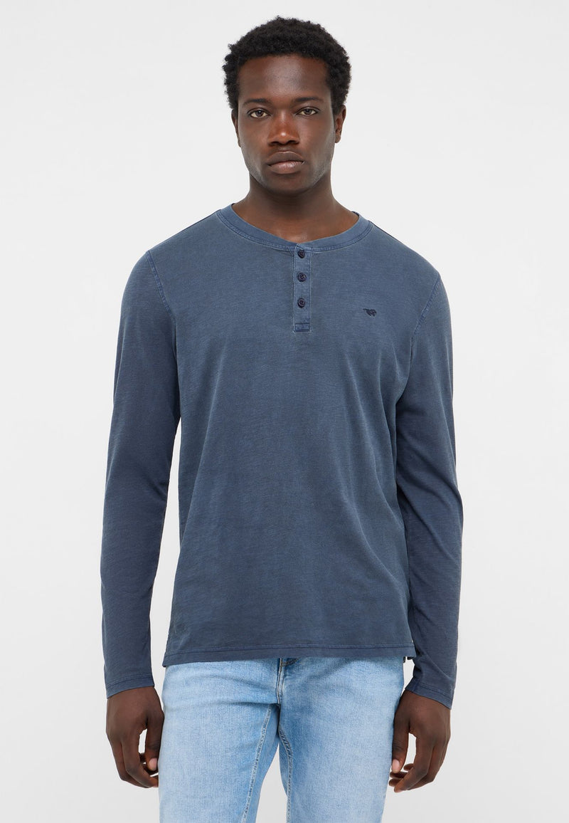 Mustang navy long sleeve grandad t-shirt