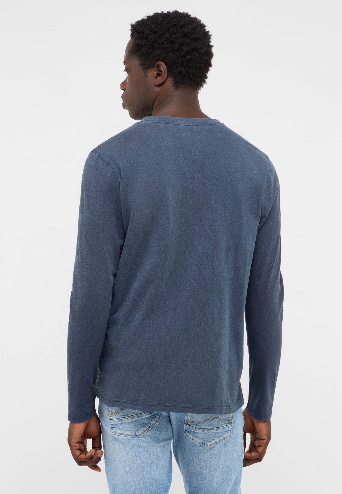 Mustang navy long sleeve grandad t-shirt