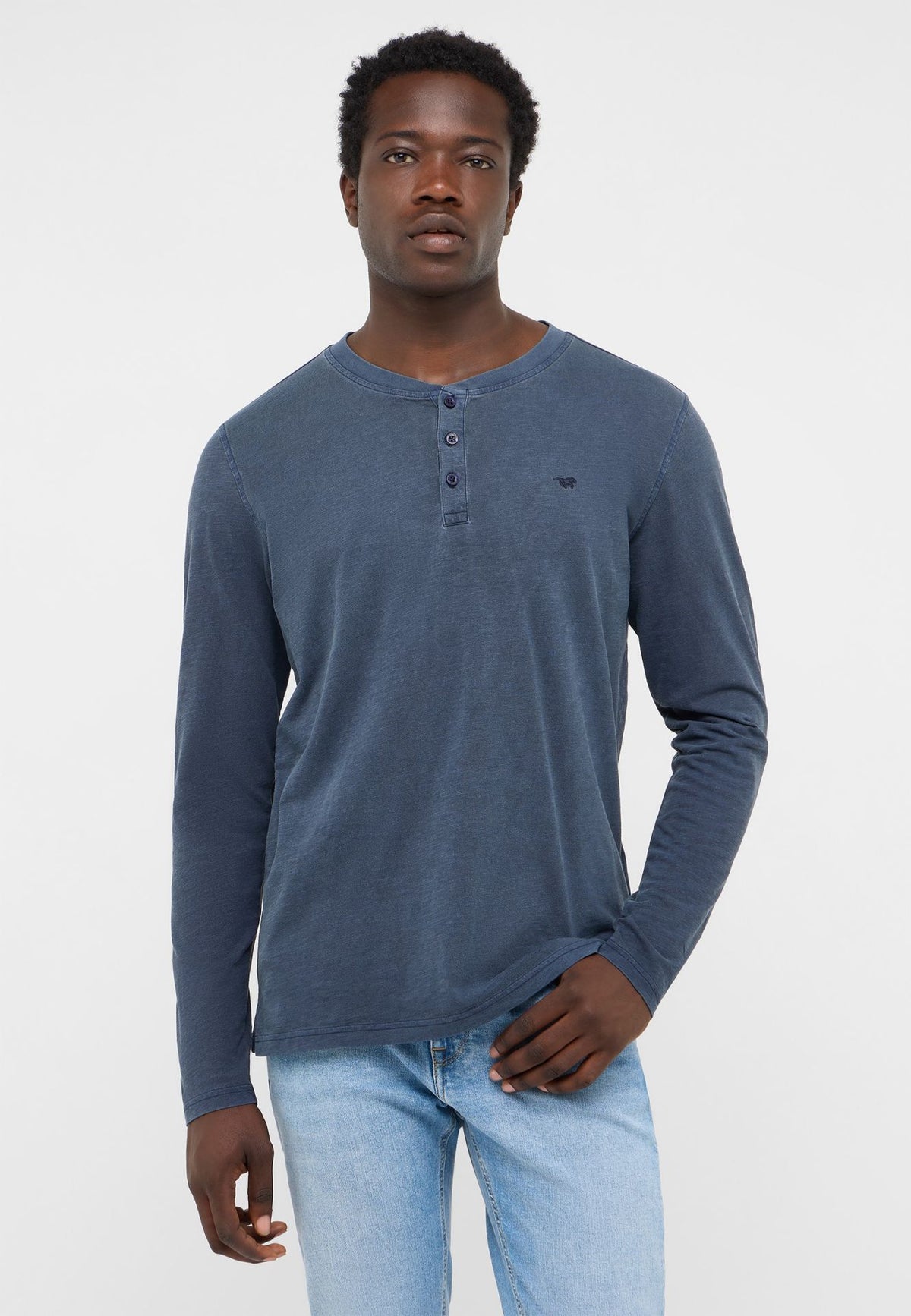 Mustang navy long sleeve grandad t-shirt