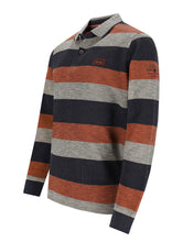 Load image into Gallery viewer, Hajo grey striped long sleeve polo
