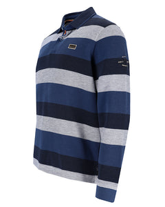 Hajo blue striped rugby polo sweatshirt