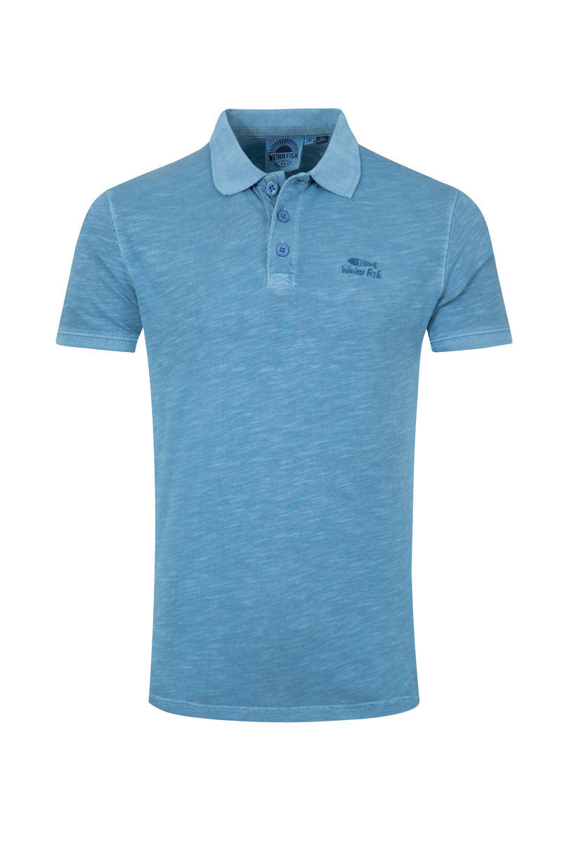 Weird Fish blue pique polo