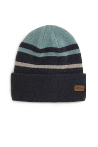 Weird Fish navy striped beanie hat