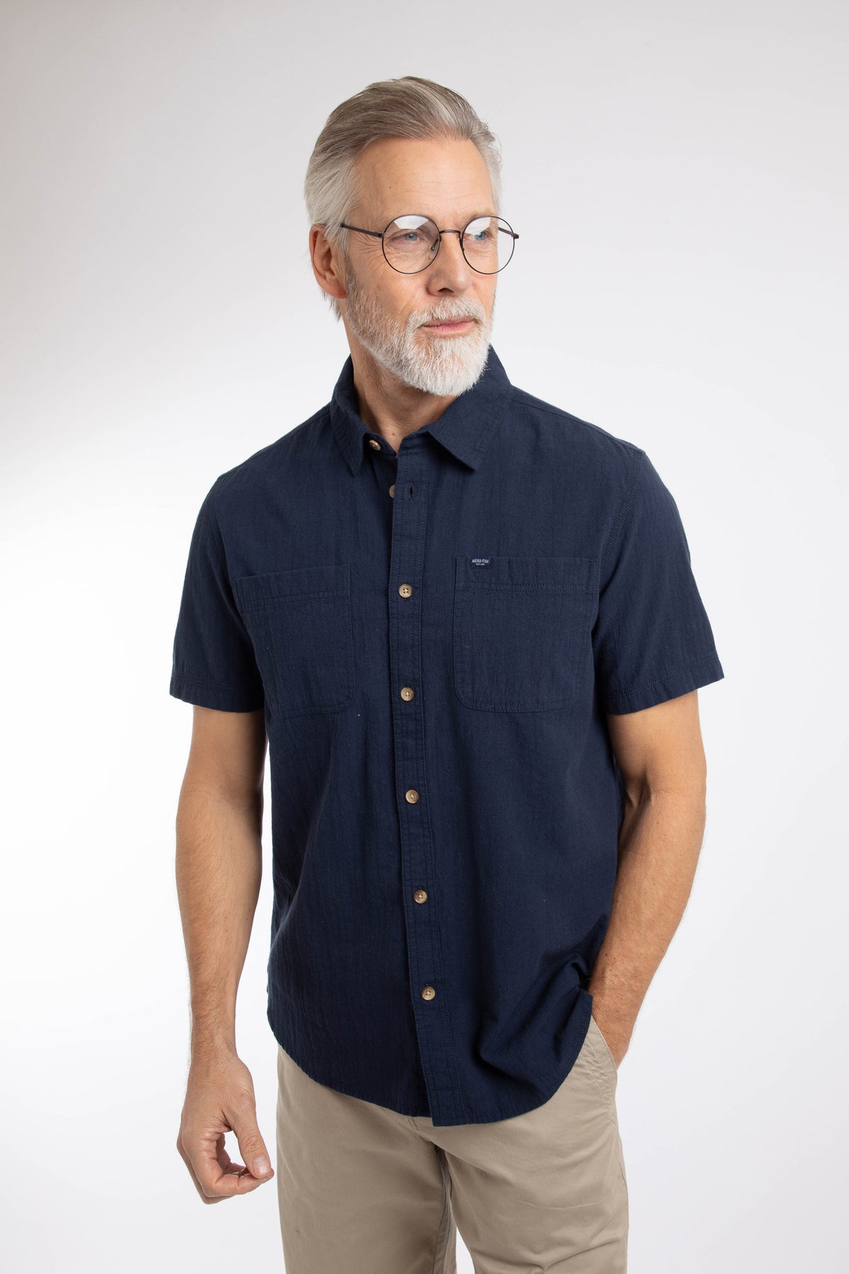 Weird Fish navy short sleeve shirt