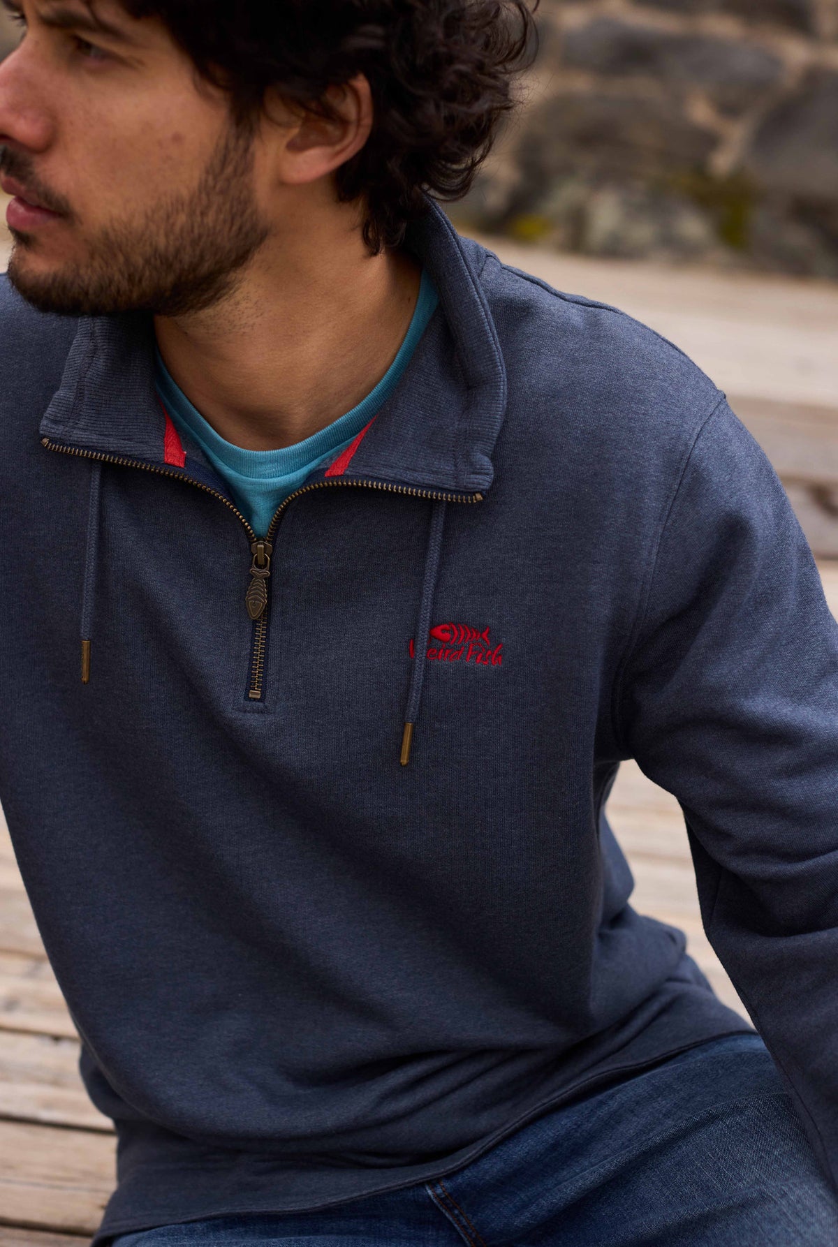 Weird Fish navy fleece top