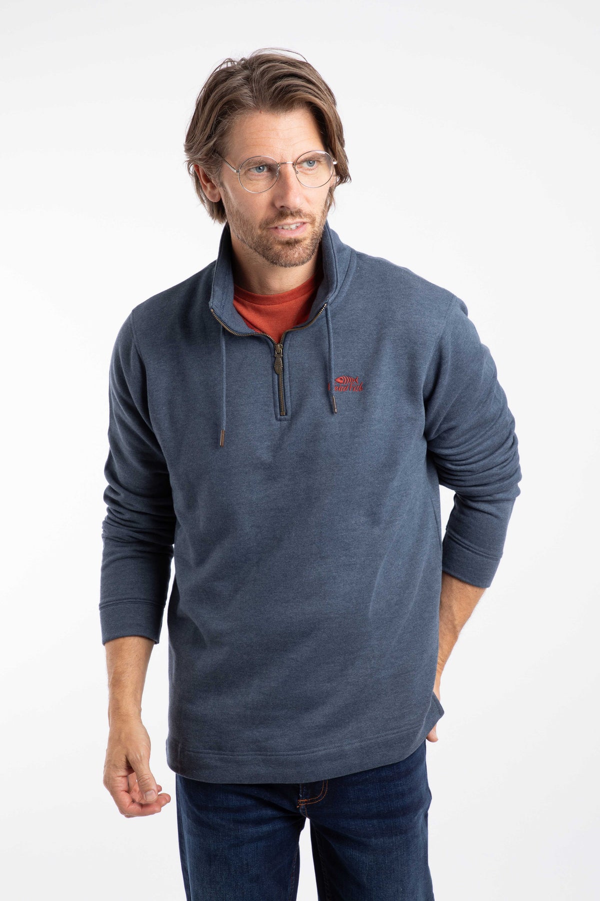 Weird Fish navy fleece top