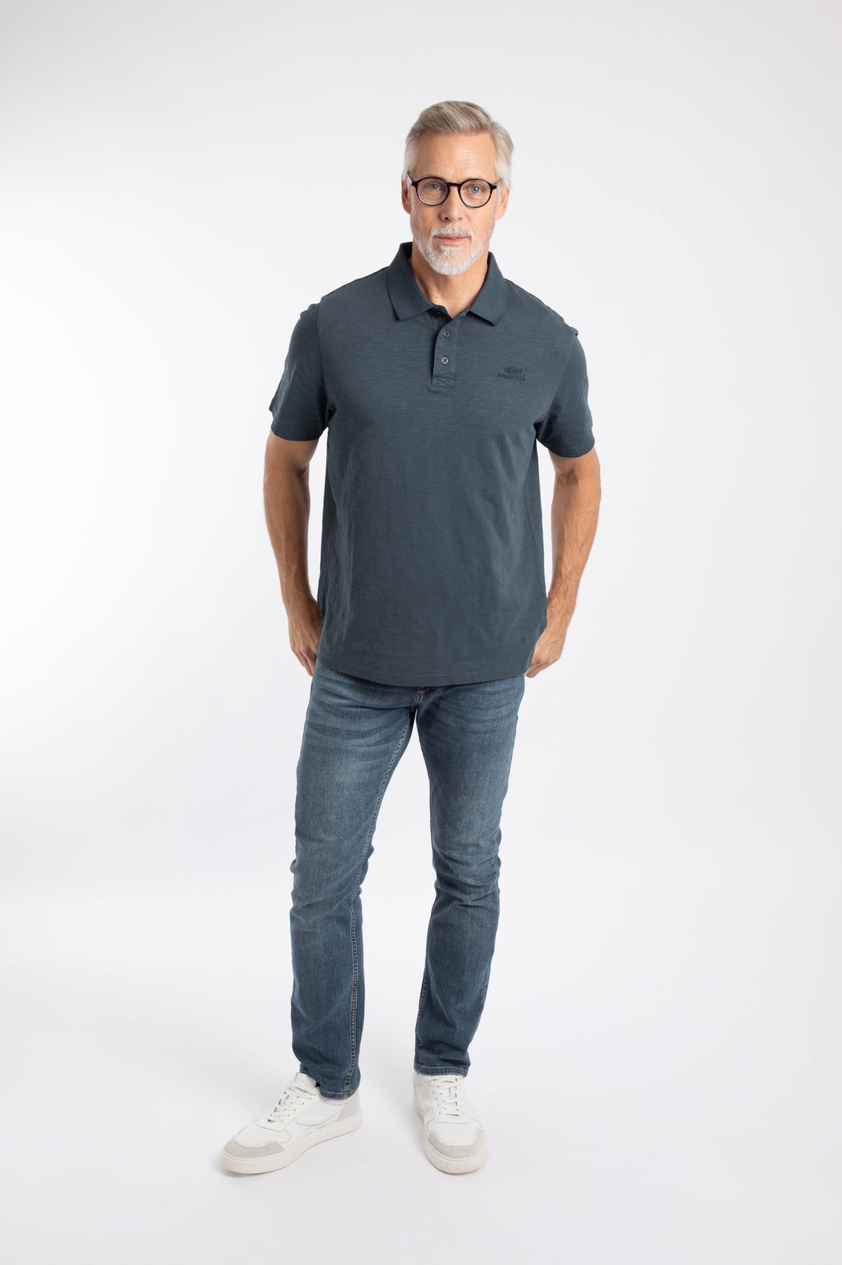 Weird Fish navy pique polo