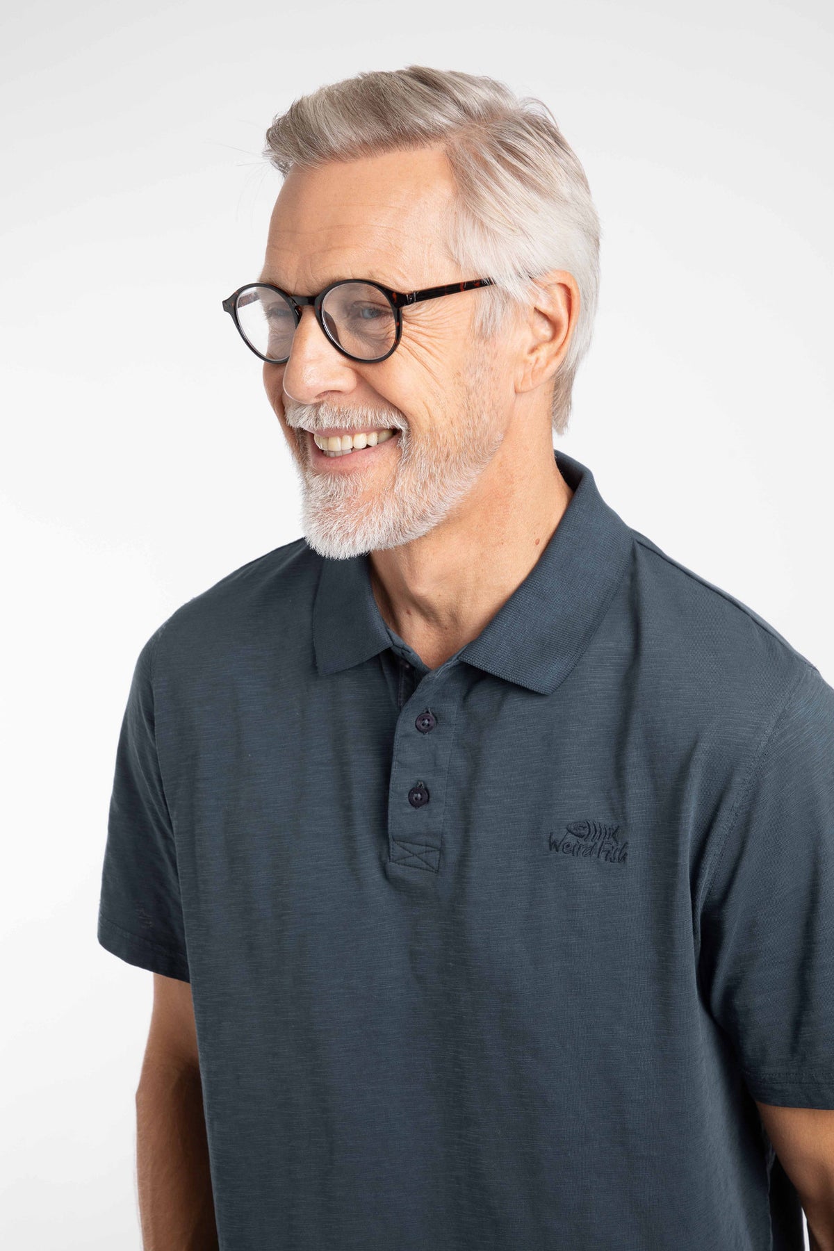Weird Fish navy pique polo