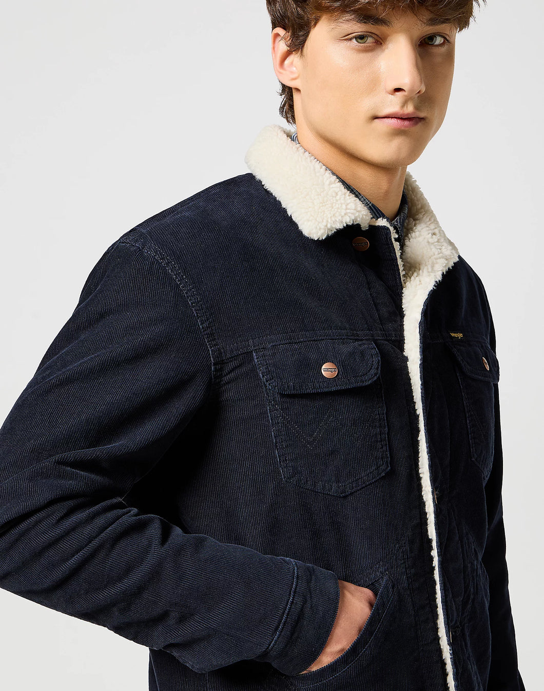 Wrangler black corduroy fur lined jacket